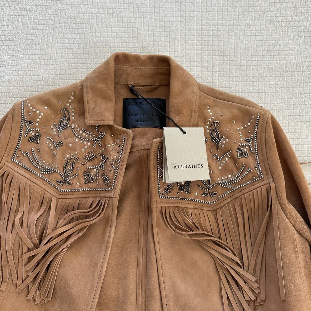 ALLSAINTS Corinna Shai Suede Jacket Size 6 - Picture 8 of 13